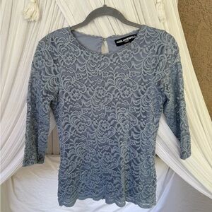 Karl Lagerfeld Women's Lace Top - Blue Gray